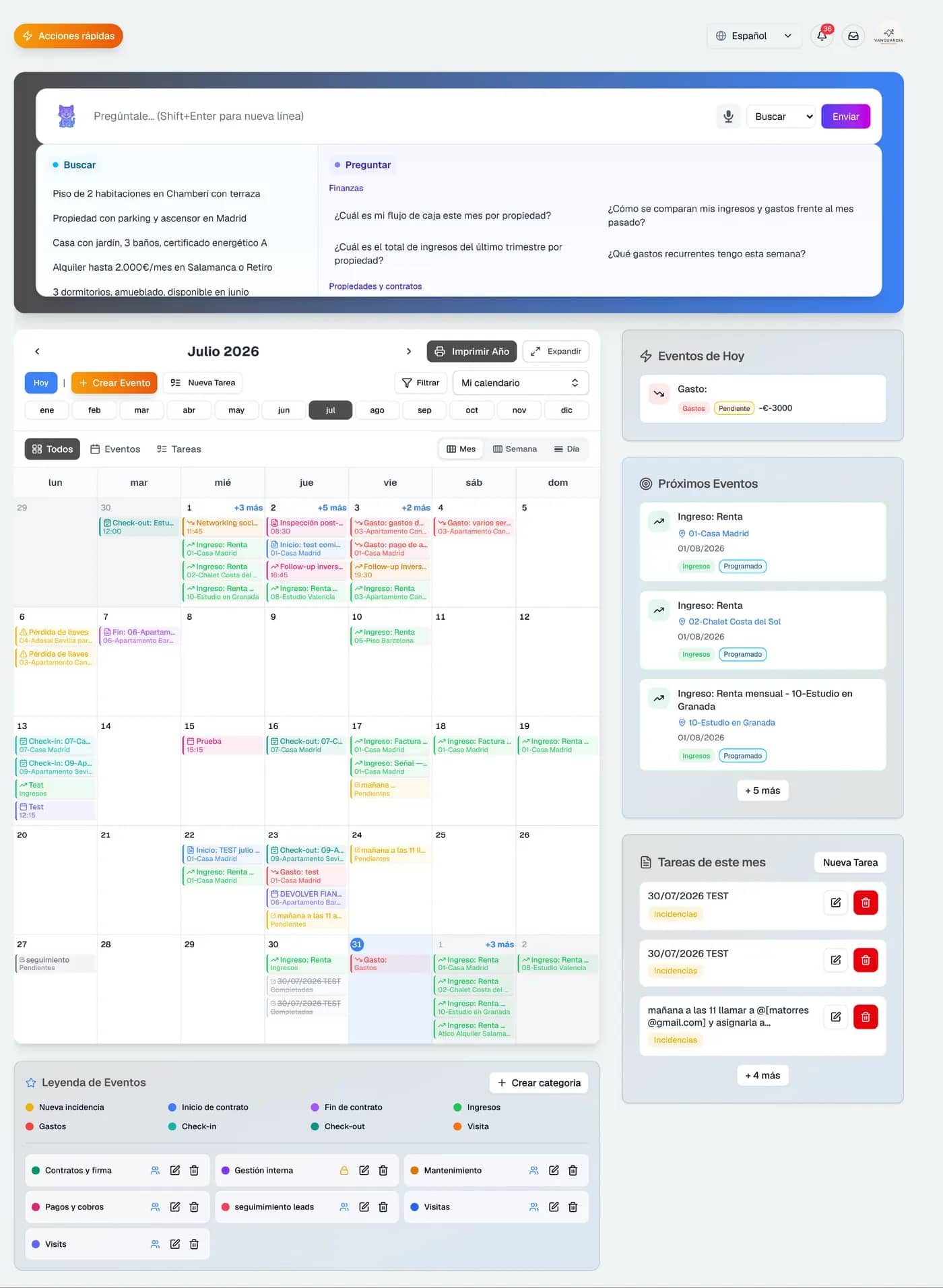 Captura de pisopro: Calendario